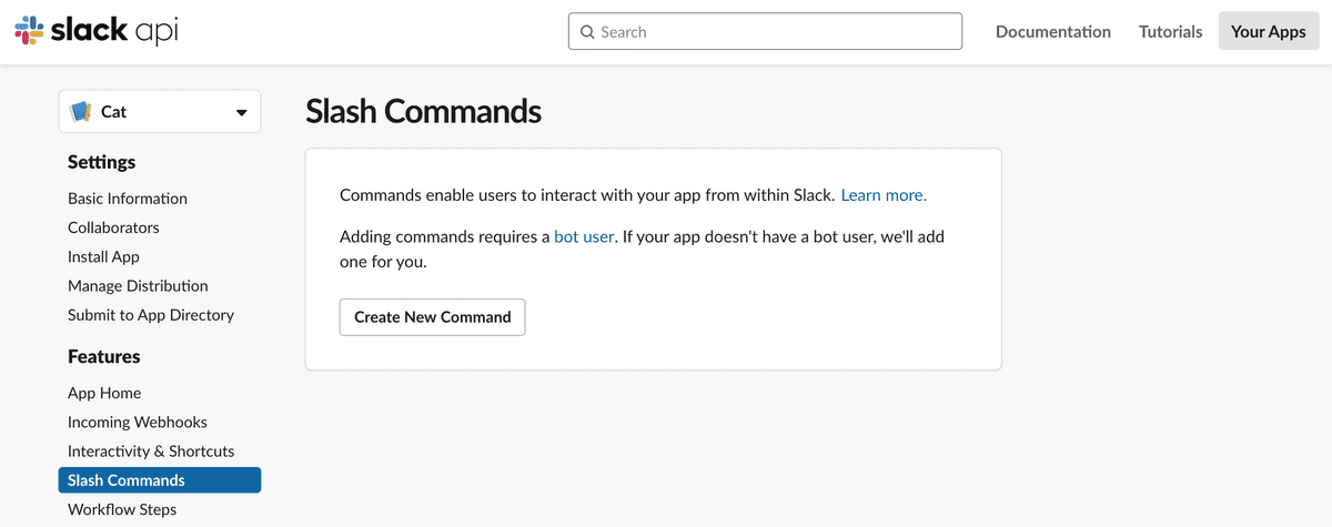 empty slash command section